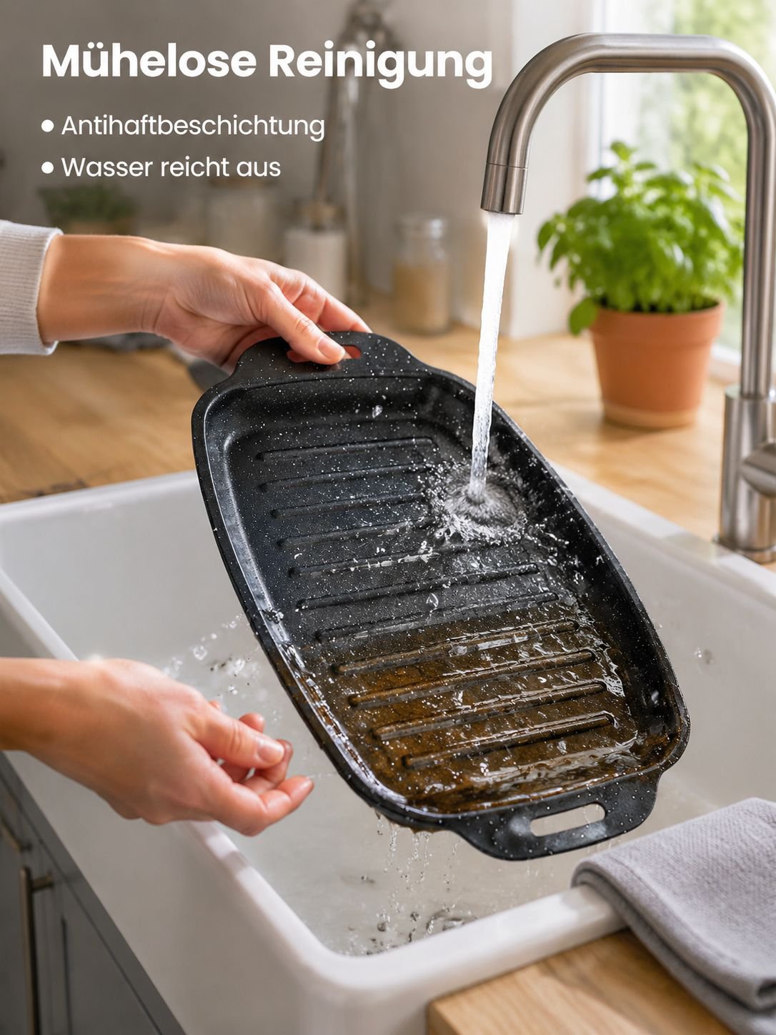 Grillplatte aus Maifan-Stein und Karbonstahl