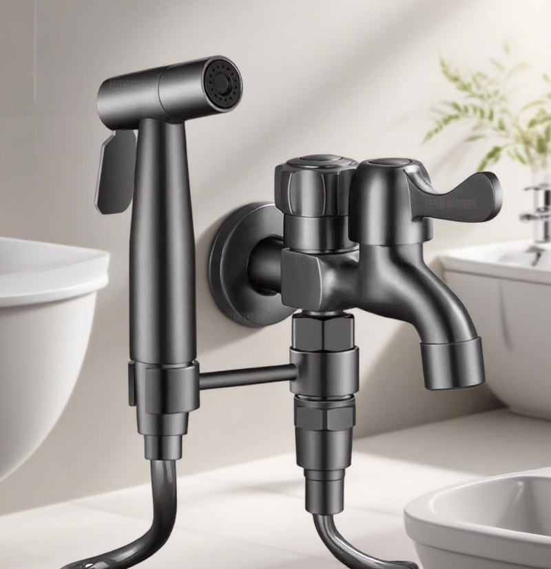 อุปกรณ์ห้องน้ำครบชุด ก๊อกน้ำพร้อมปืนฉีดน้ำ