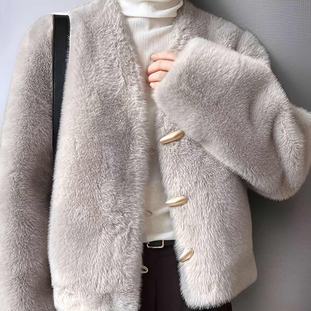 여성용 시어링 숏 코트