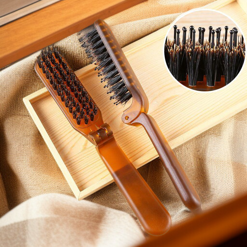 Volumenbürste mit Wildschweinborsten, nahtloser Kamm für Haarpflege und Kopfhautmassage