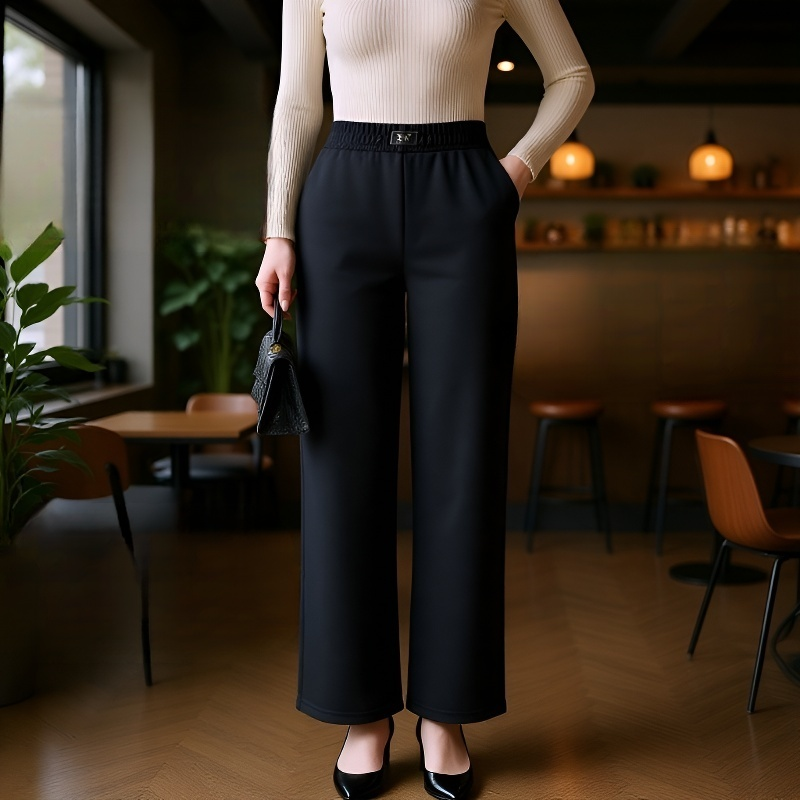 여성 캐주얼 패션 기모 도톰 와이드 팬츠 쉬넬 캐주얼 팬츠 추동 기모 와이드 팬츠 코듀로이 캐주얼 팬츠