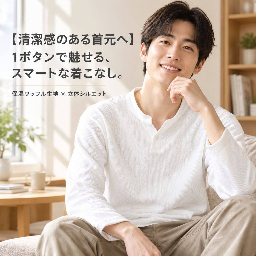メンズ無地スタンドネック日本風長袖Tシャツ
