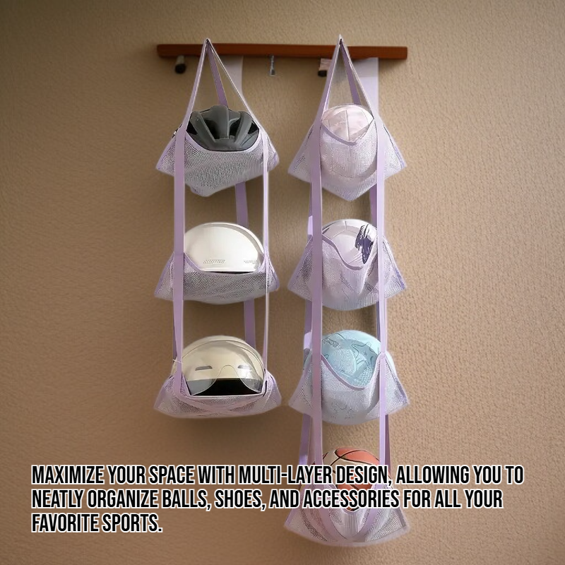 Multi layer storage hanging bag for ball games