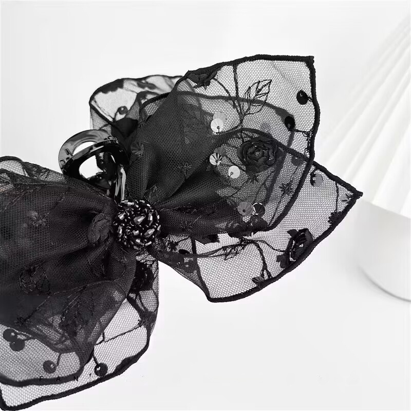 Double-Sided Rose-Embroidered Hair Clip