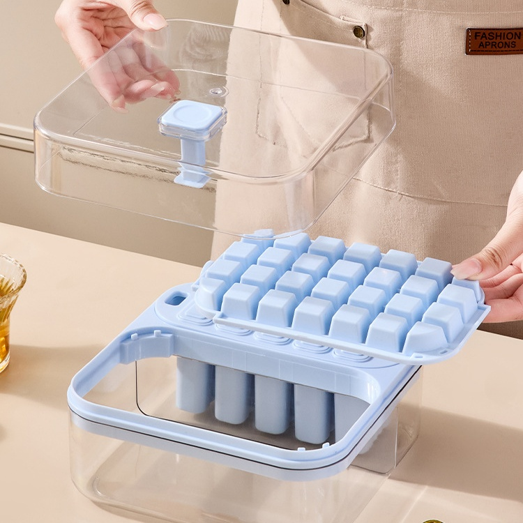 Eiswürfelform 2-in-1 mit Deckel, Kunststoff, Gefrierform für Babynahrung