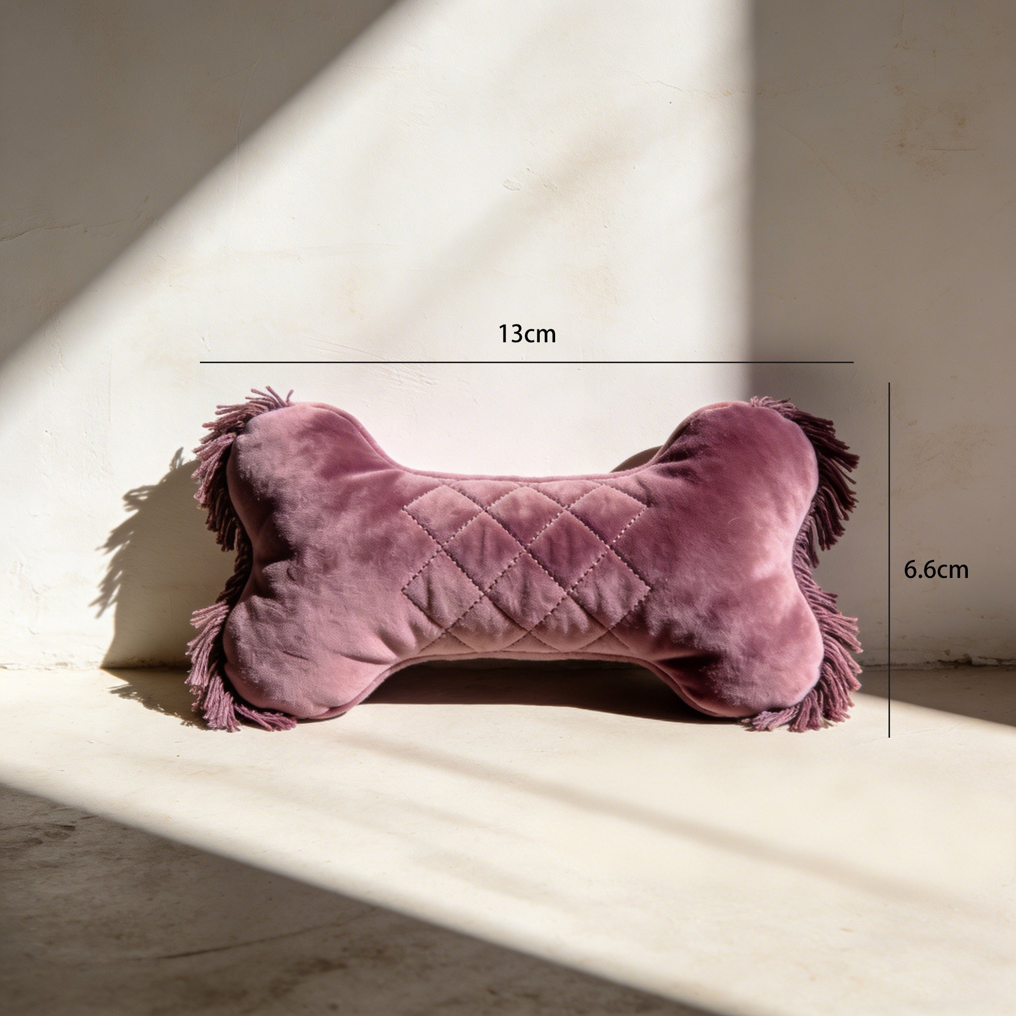 犬がぬいぐるみクッションでくつろぐ様子