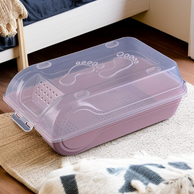 防塵通気透明プラスチック靴箱 重ね置き可能 メンズ靴収納ケース