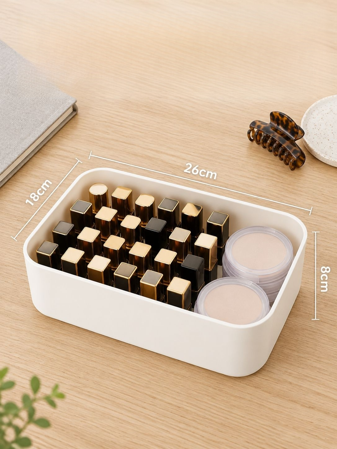 Versatile cosmetic makeup organizer basket for desktop storage