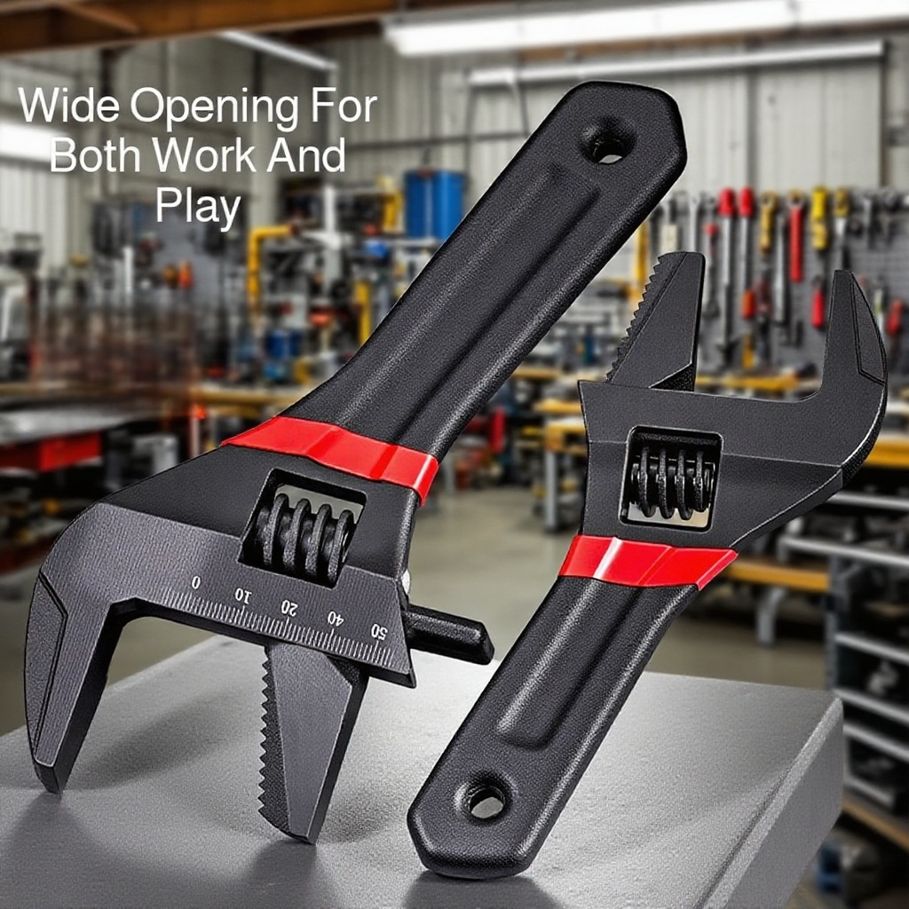 Large opening adjustable wrench