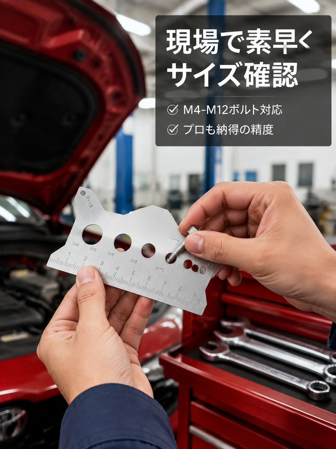 ネジ測定多機能厚手定規
