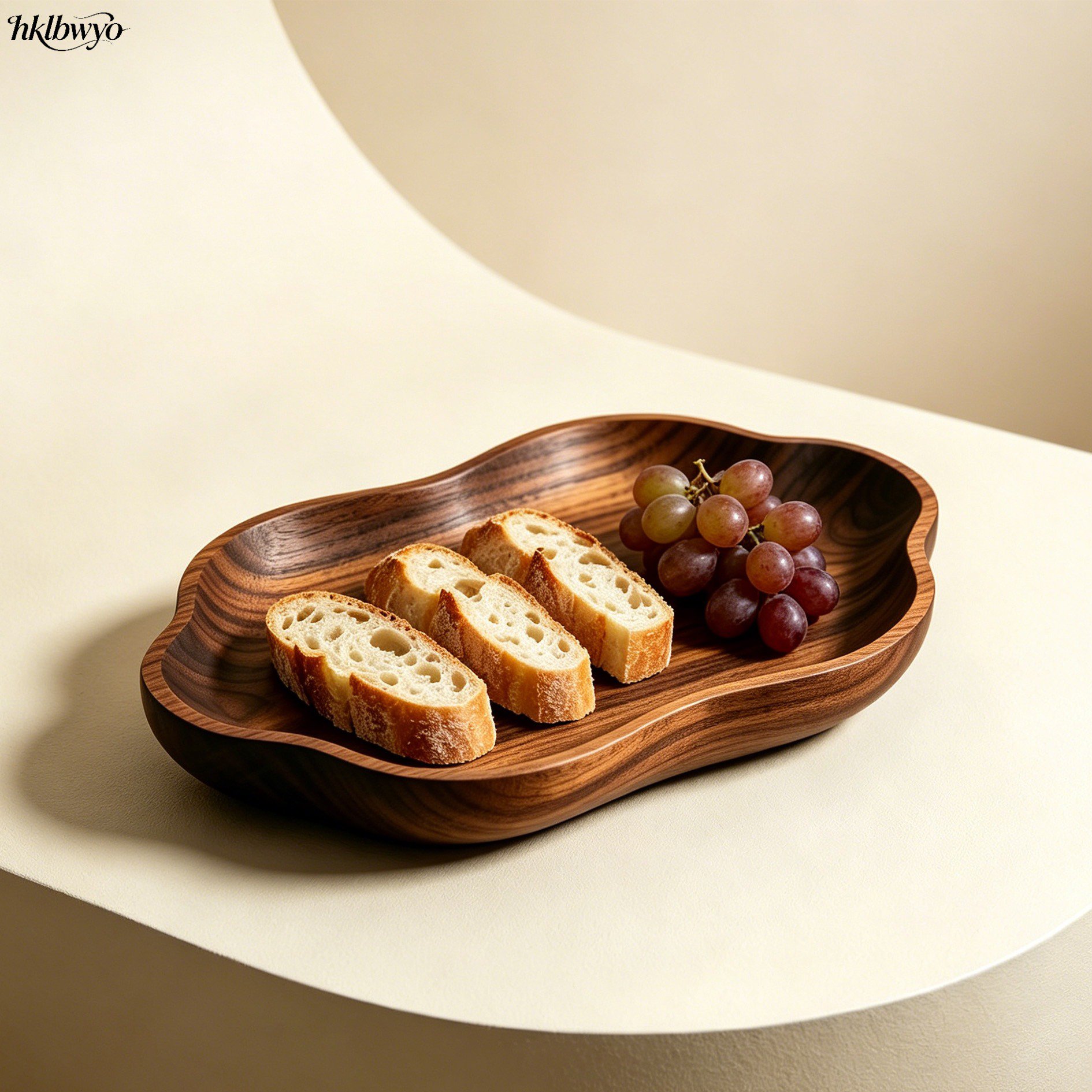 Walnut wood irregularly shaped trays (3 pieces)