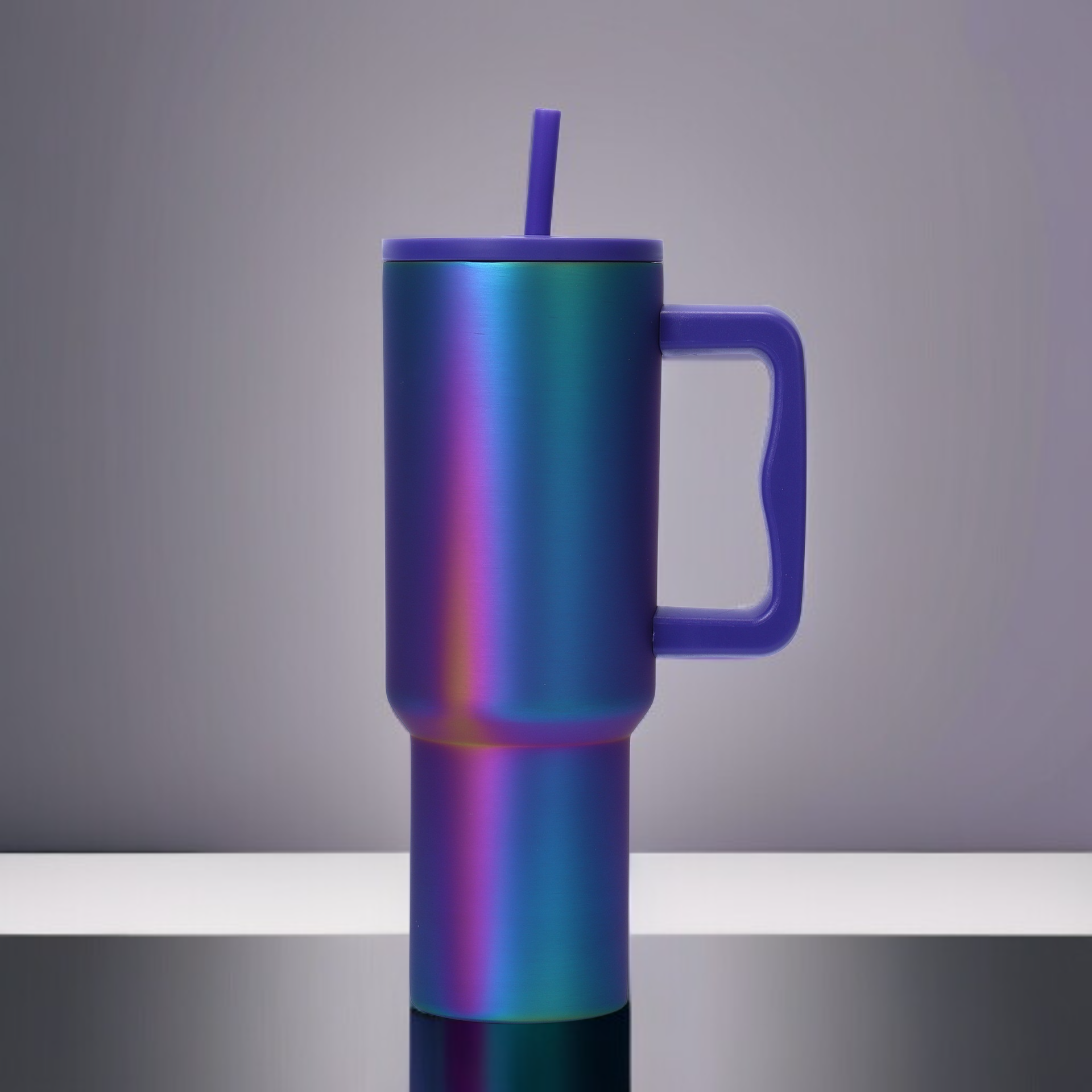 アイスキング ステンレススチール製断熱マグカップ ハンドル付き 車用マグカップ ポータブルストロー