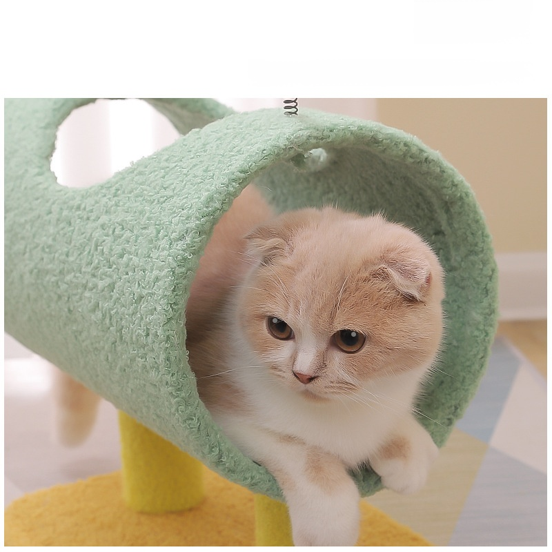 All-in-One Cat Scratching Post with Play Area and Nest