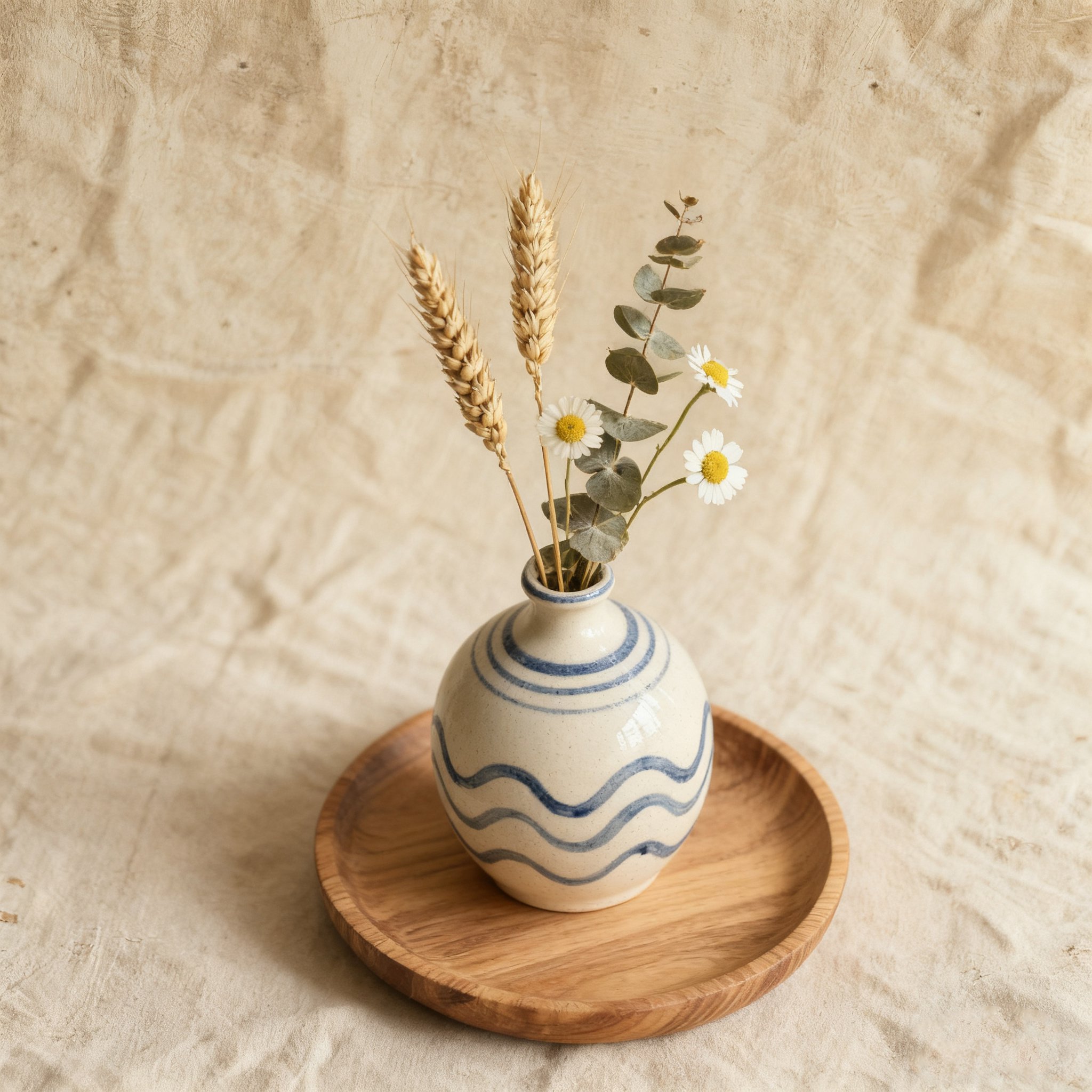 모던 라인 아트 도자기 꽃병(3팩)