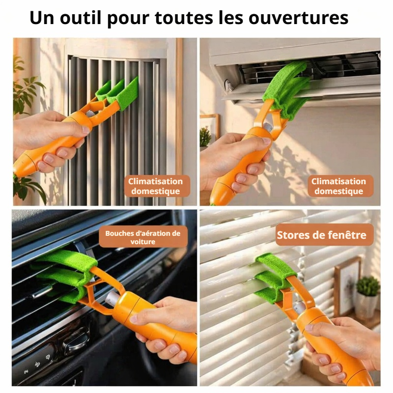Brosse de nettoyage 3-en-1 pour climatiseur, lavable et dépoussiérante
