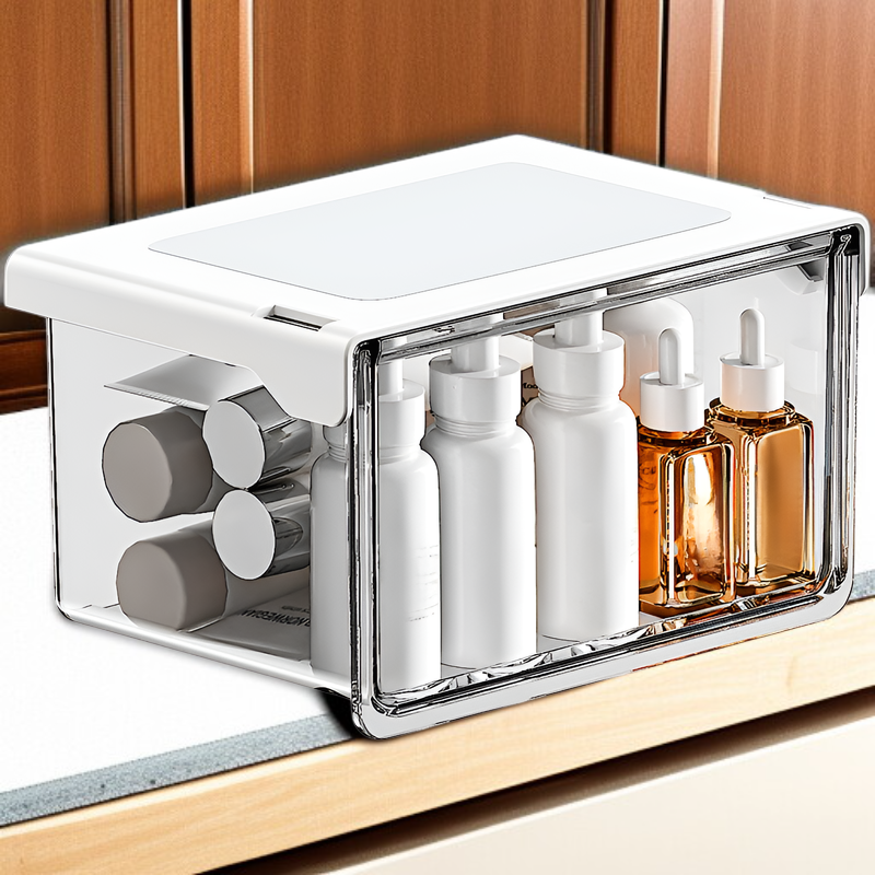 33 degree inclined transparent under-desk storage drawer for easy access