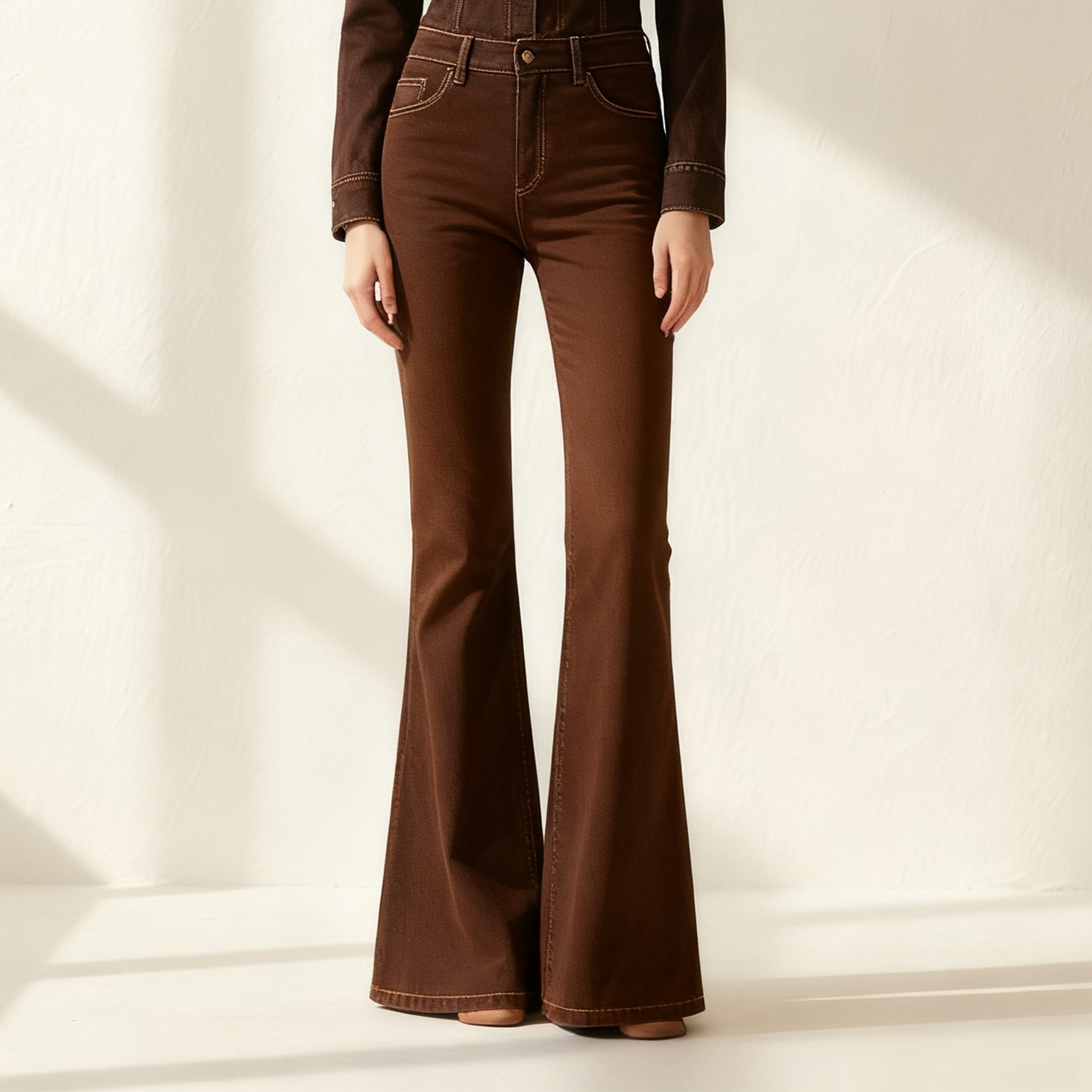 여성용 고전적 부츠컷 데님 팬츠