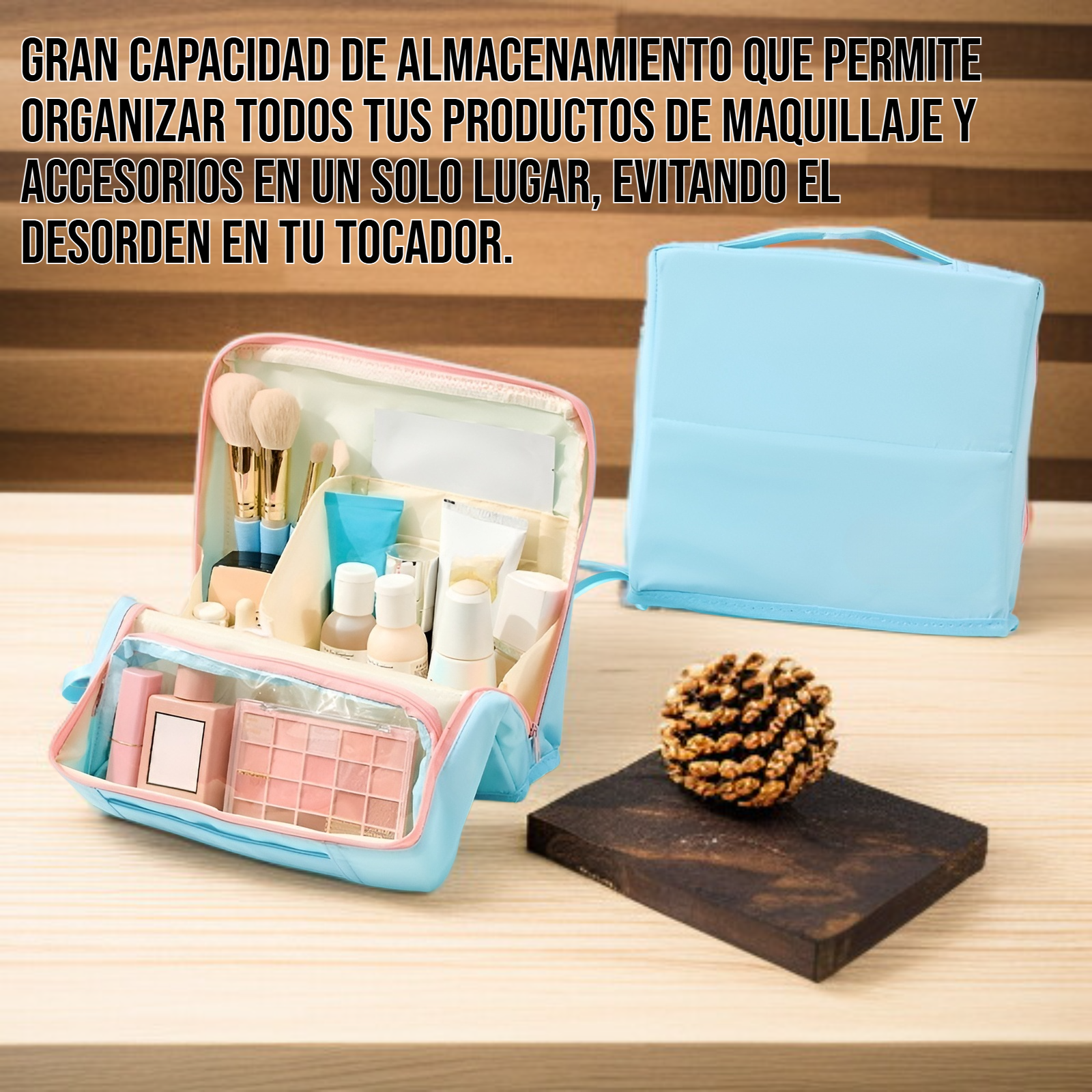 Bolsa de maquillaje plegable de gran capacidad para el hogar