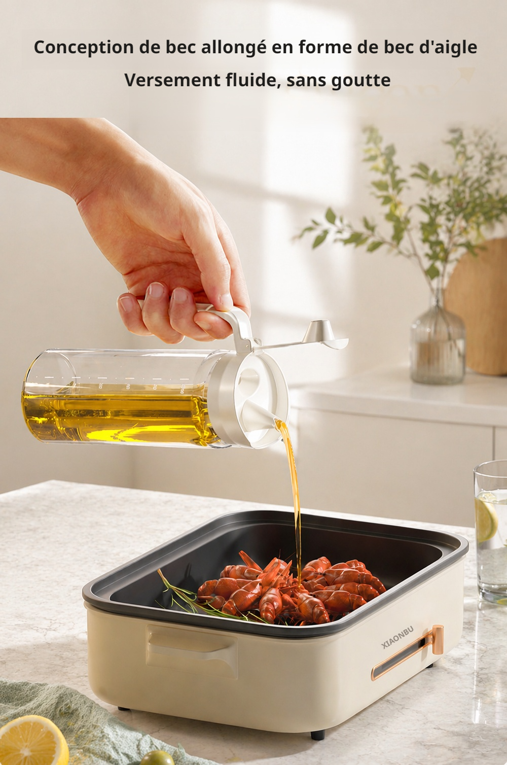 Bouteille élégante pour huile avec système anti-fuite