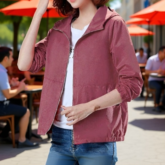 春と秋のファッションフード付きジャケット