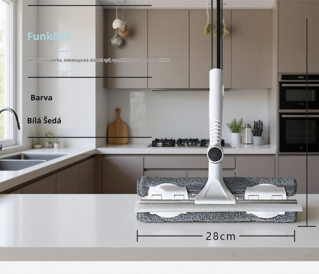 Dvojitý mop na okna pro snadné čištění