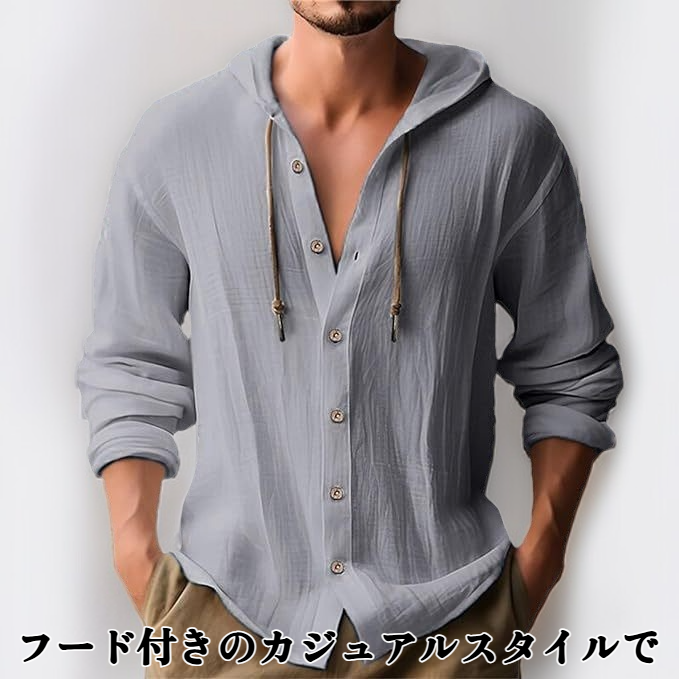 メンズフード付きTシャツの全体画像