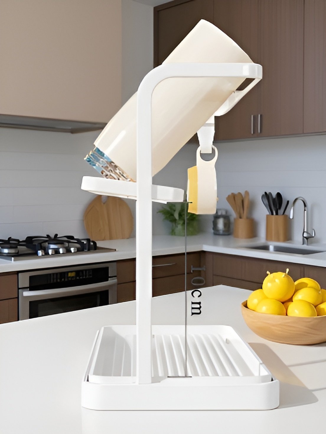 역전 구조로 컵을 건조하는 컵 랙 사용 예시