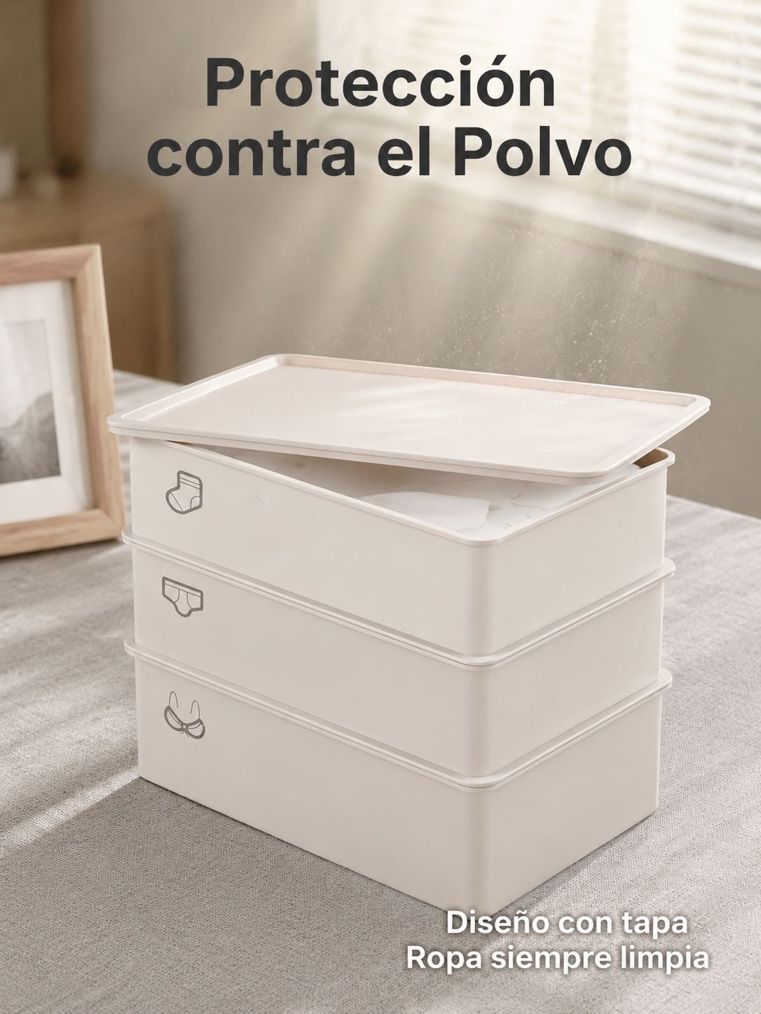 Caja organizadora con divisiones para ropa interior, esencial para el hogar
