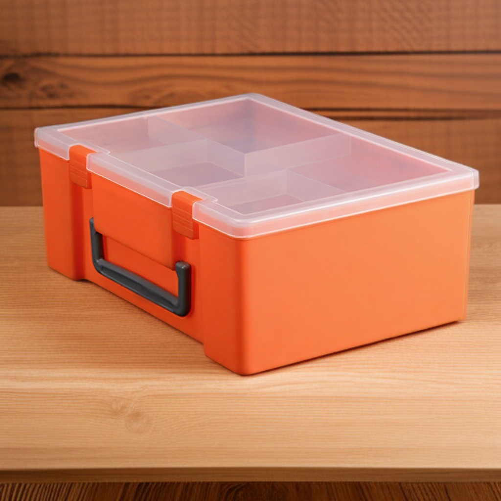 Transparent handheld double-layer thick plastic toolbox