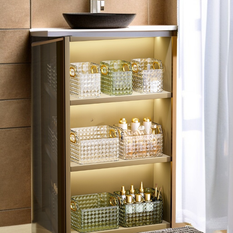 화장품 수납 다이아몬드 거울 박스 립스틱 정리함 욕실 데스크 정리함