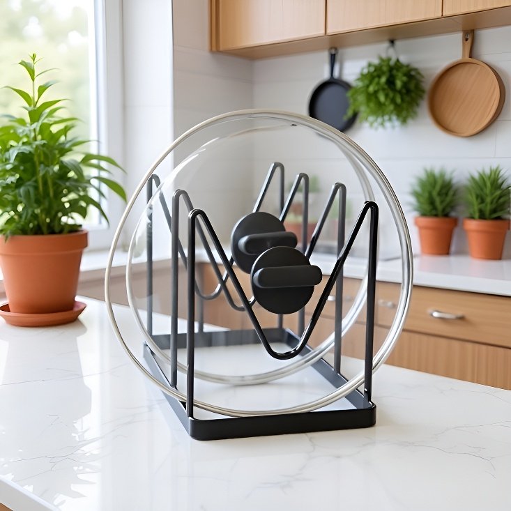 주방 수납 선반, 다단 냄비 뚜껑 선반