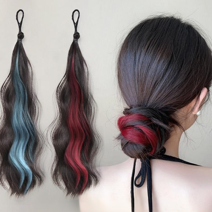 彩色挑染馬尾假髮辮子
