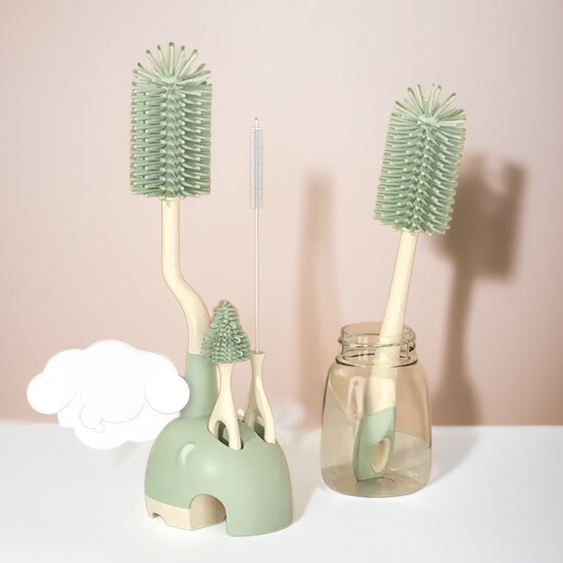 ชุดแปรงซิลิโคนสำหรับทำความสะอาดขวดนมเด็กเล็ก มีแปรงจุกนม แปรงขวดนม และแปรงหลอดดูด