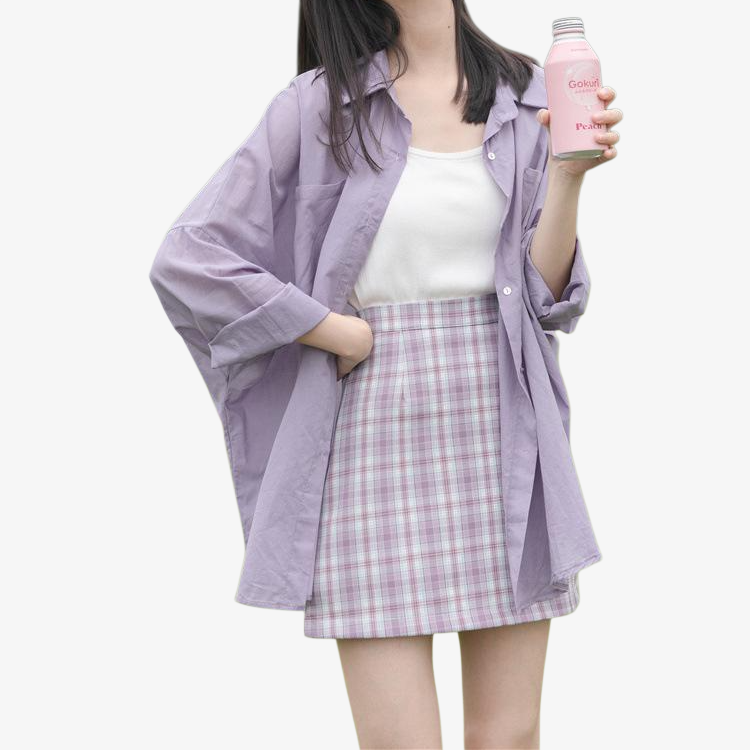 퍼플 컬러 여성 래시가드 스타일링