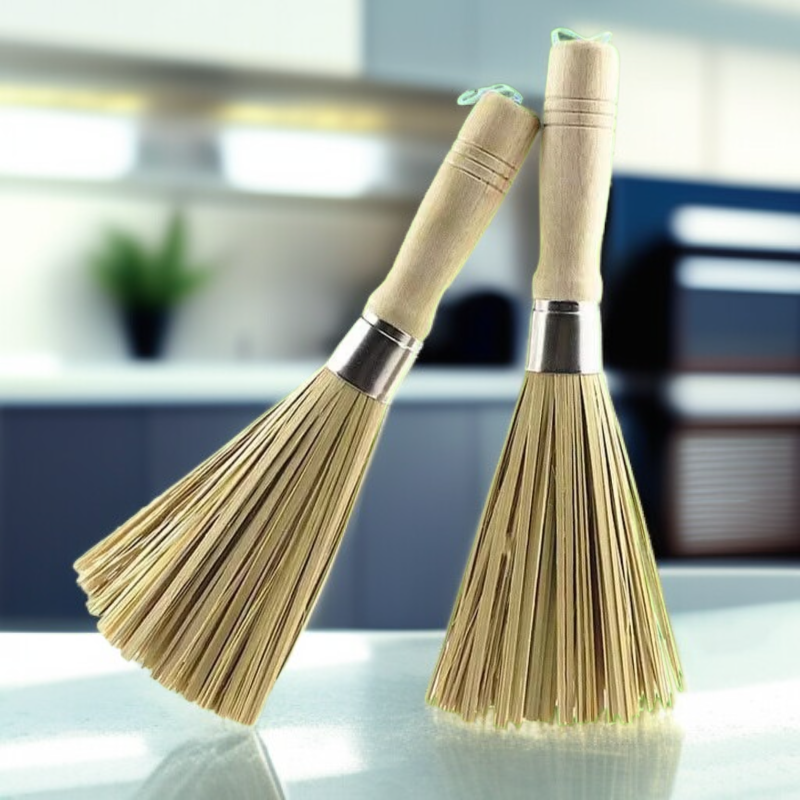 대나무 냄비와 팬 청소 브러시 – 천연 청소용