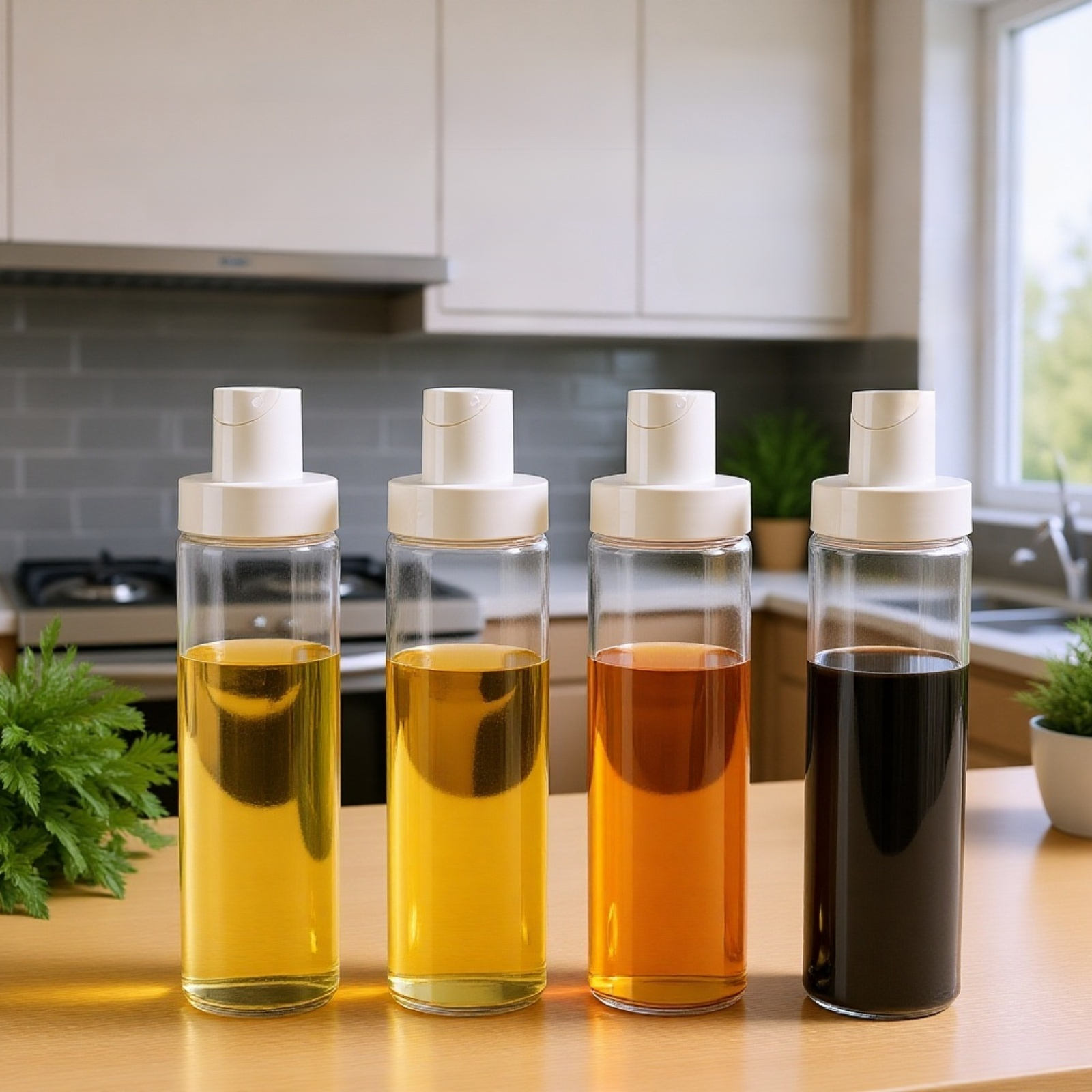 مطبخ صلصة الصويا والخل زجاجة بهار شفافة