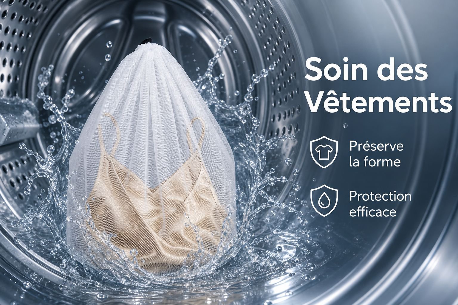 Ensemble de 4 sacs à linge renforcés anti-déformation, filet fin et épais à cordon