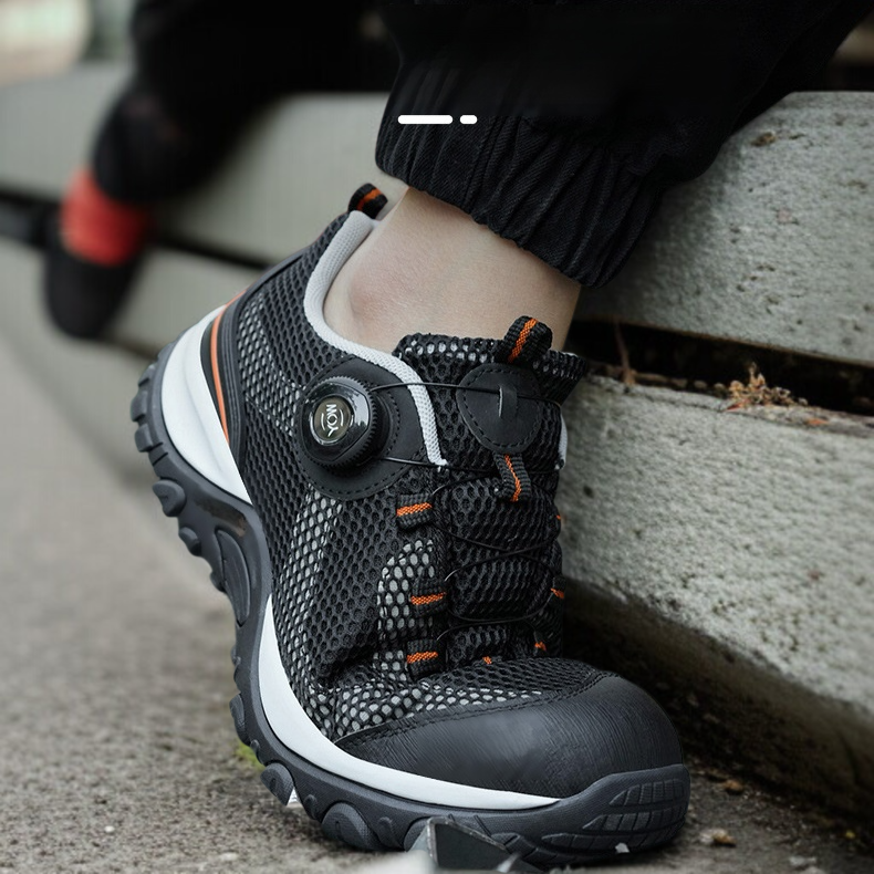安全靴労働保護靴防咬・防穿ロートップ快適で通気性の良い回転バックル安全靴 冬用滑り止め安全靴