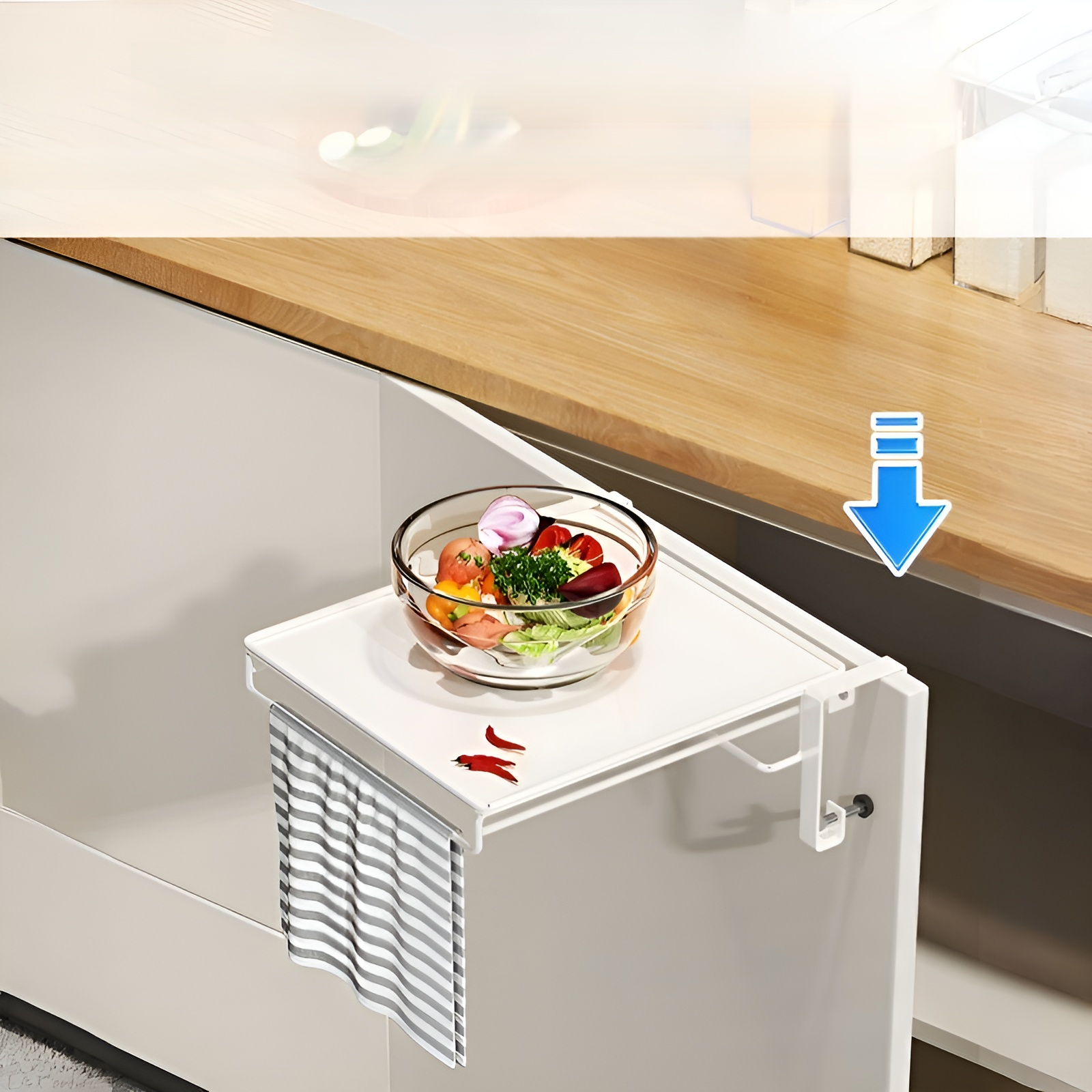 Estante de cocina con tablero plegable