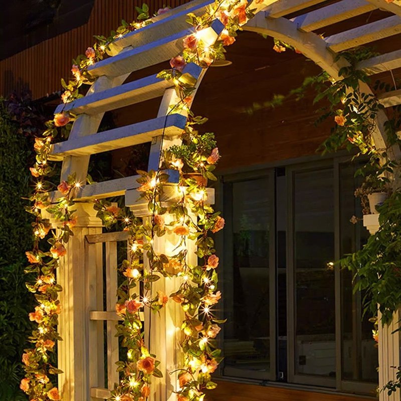 Rosette rotin imperméable lumière String