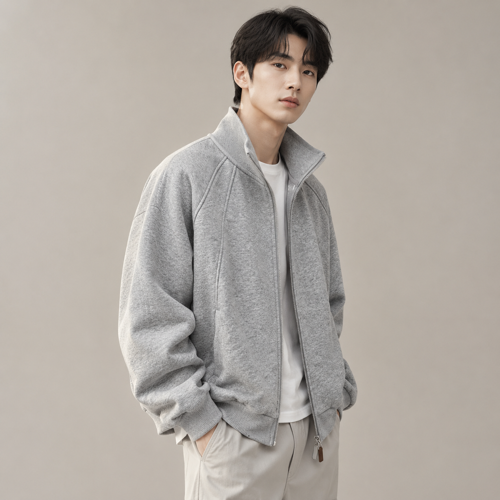 가을 남성용 두꺼운 스탠드넥 캐주얼 맨투맨 재킷