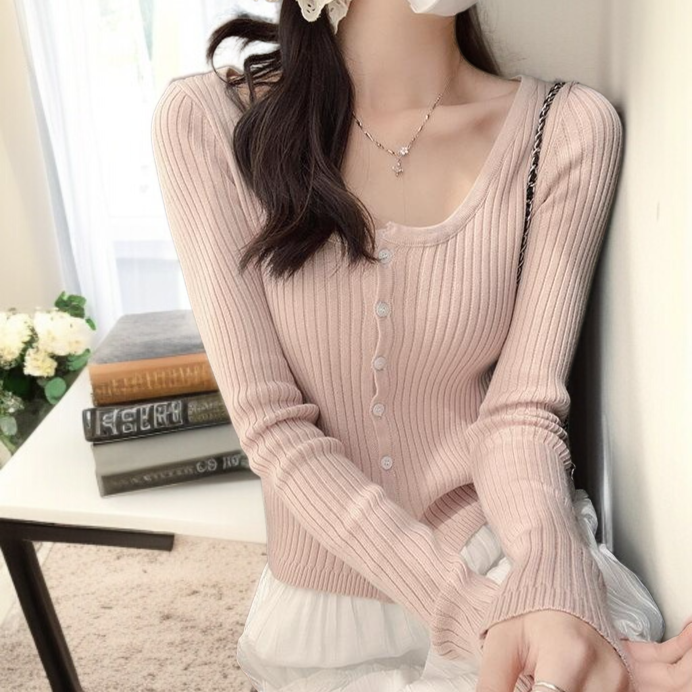 여성 쇼트 니트 카디건 소프트 슬림 아우터 긴팔 크롭 니트 카디건 발레 니트 카디건