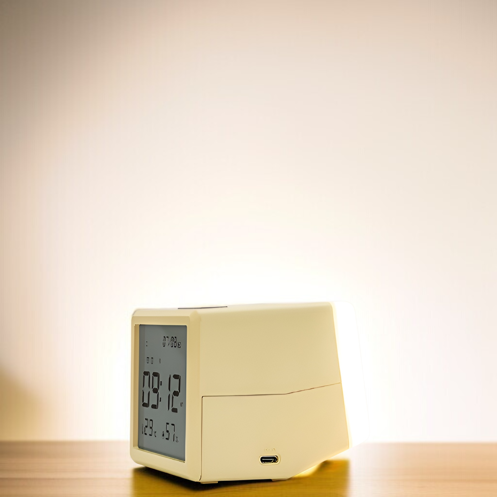 シーソー目覚まし時計ナイトライト、無段階調光、温度と湿度表示、ワンタッチスイッチ付きデュアル目覚まし時計、デスクトップLED大画面デジタルディスプレイ時計、多機能ナイトライト、ベッドサイドランプ、Ty