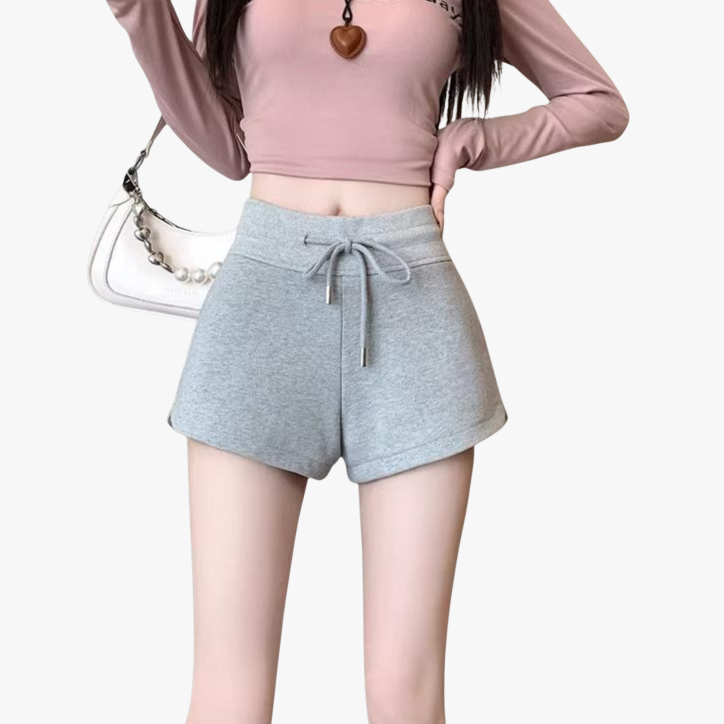 키작은 여자 반바지 슬랙스 통바지 솔리드 하이웨스트 와이드 팬츠 캐주얼 반바지 여성복