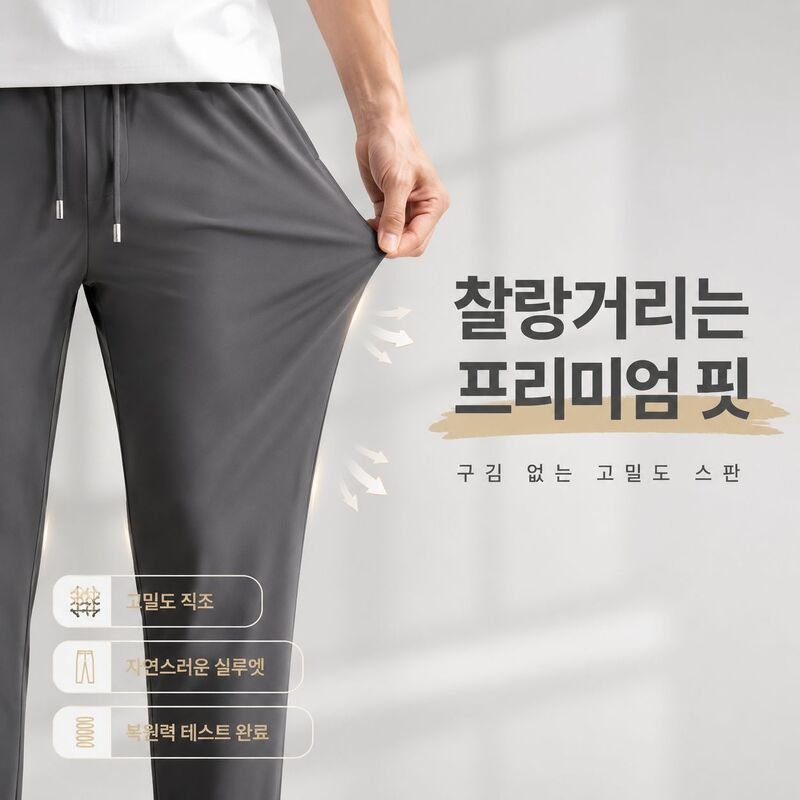 한국풍 남성 테이퍼드 캐주얼 팬츠, 구김 적음, 봄여름 데일리 출근복