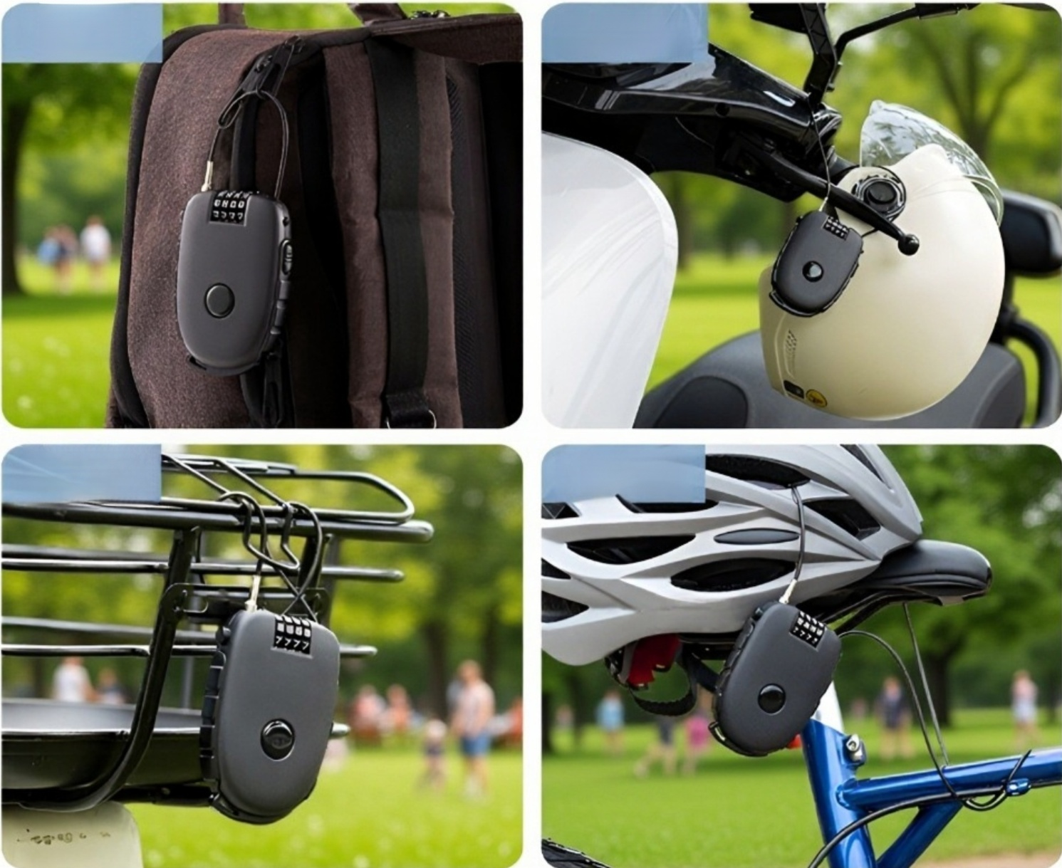 Vista detallada del candado de alambre portátil