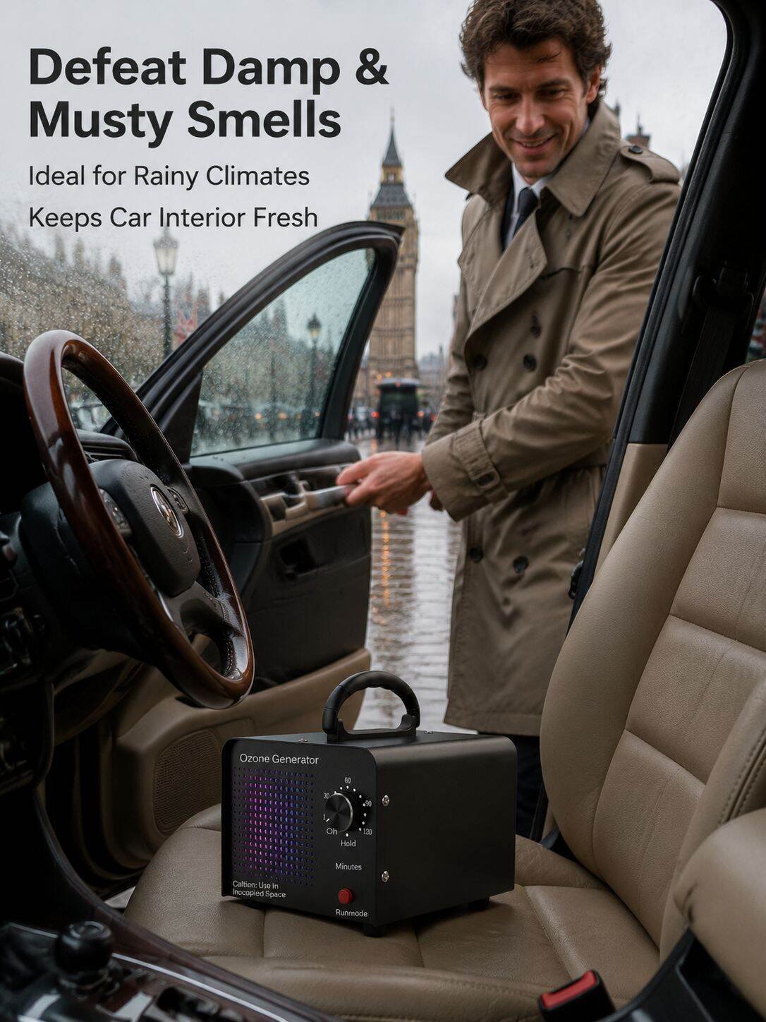 Ozone sterilizer for car interiors