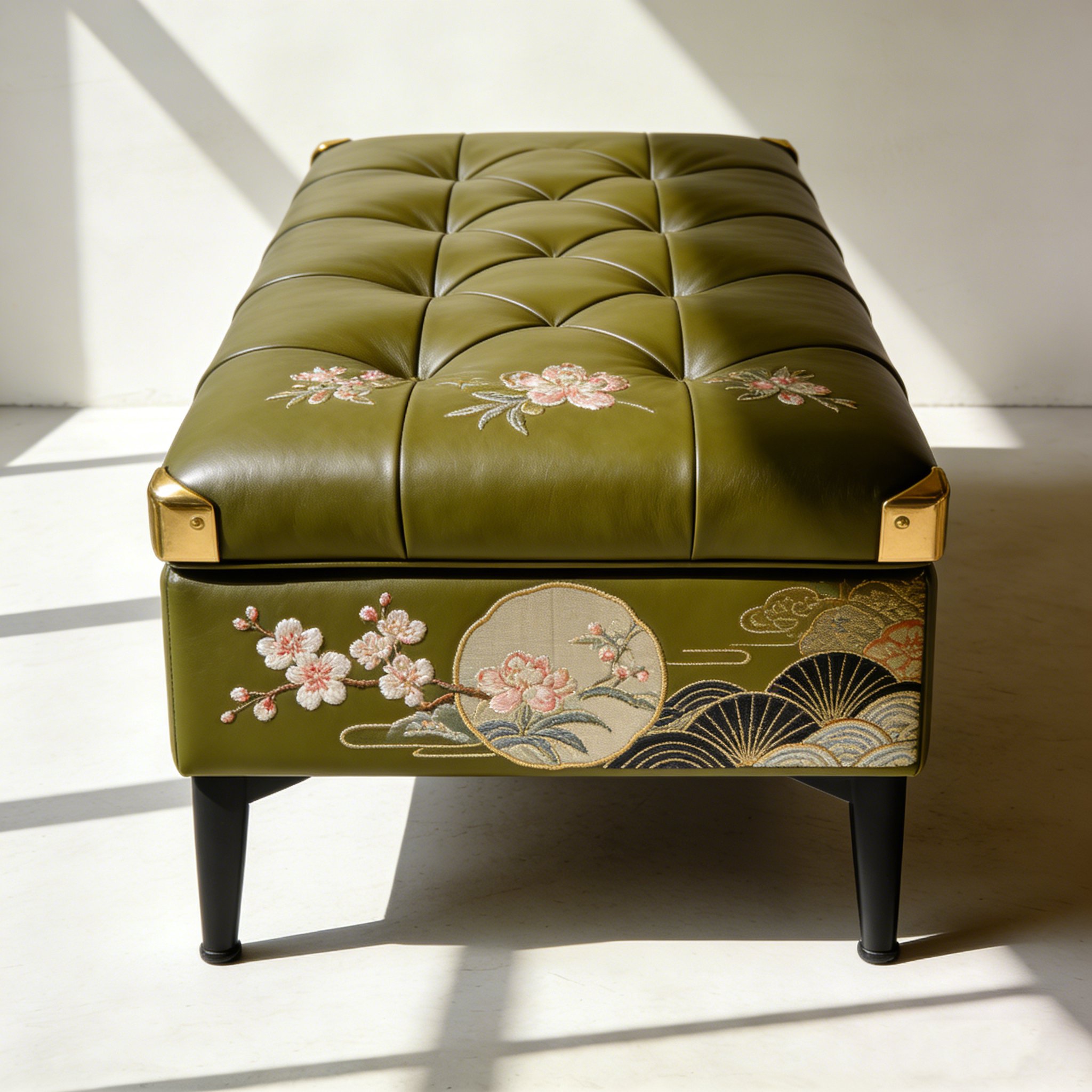 革張りソフトシート換鞋スツール全体画像