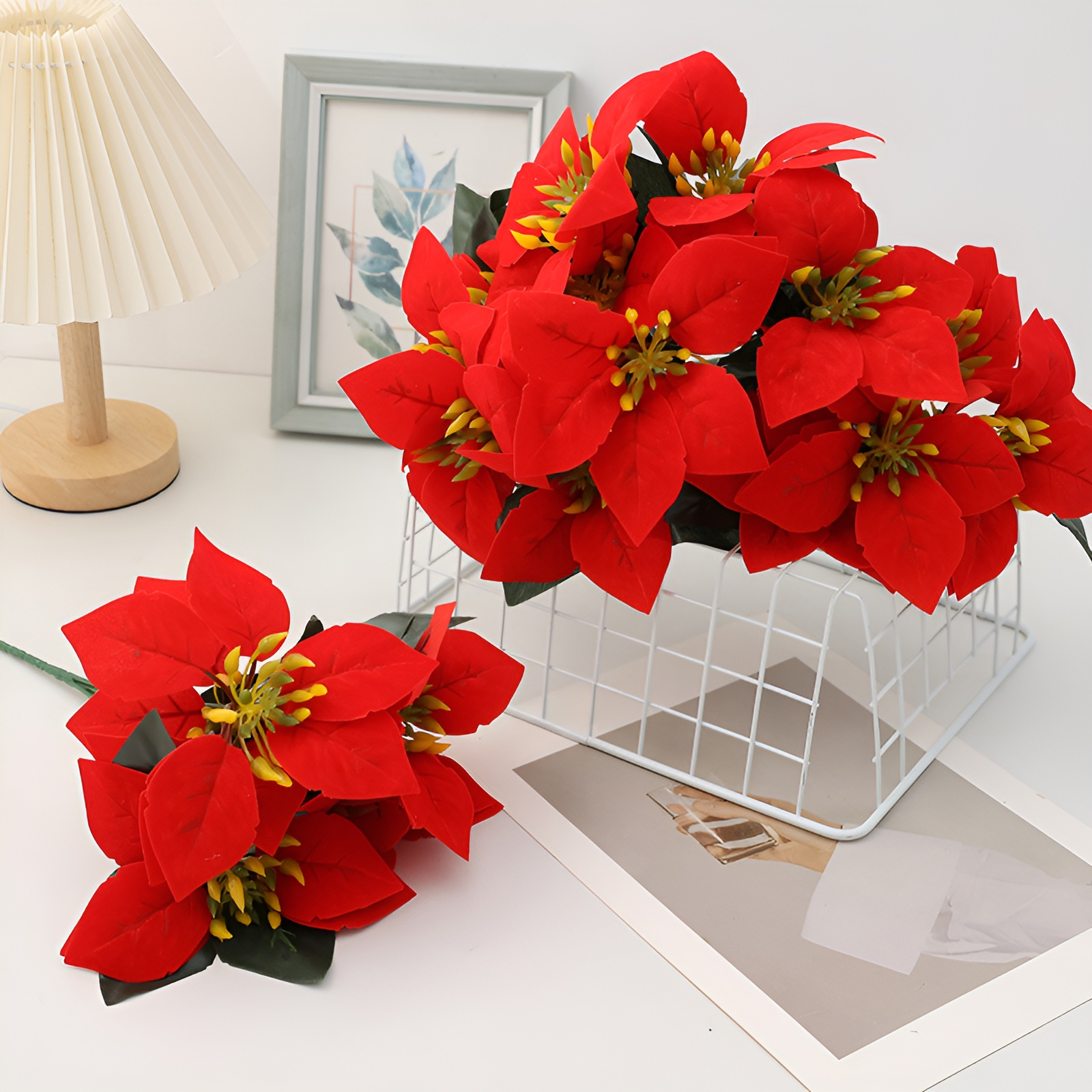 一品紅家居裝飾仿真花束擺設