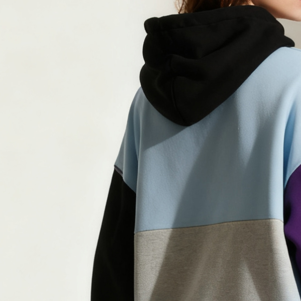 컬러블록 코튼 후드티
